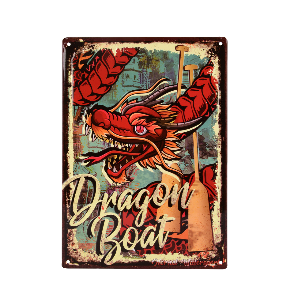 Dragon Boat Embossed Tin Sign with Red Dragon – Hornet Europe
